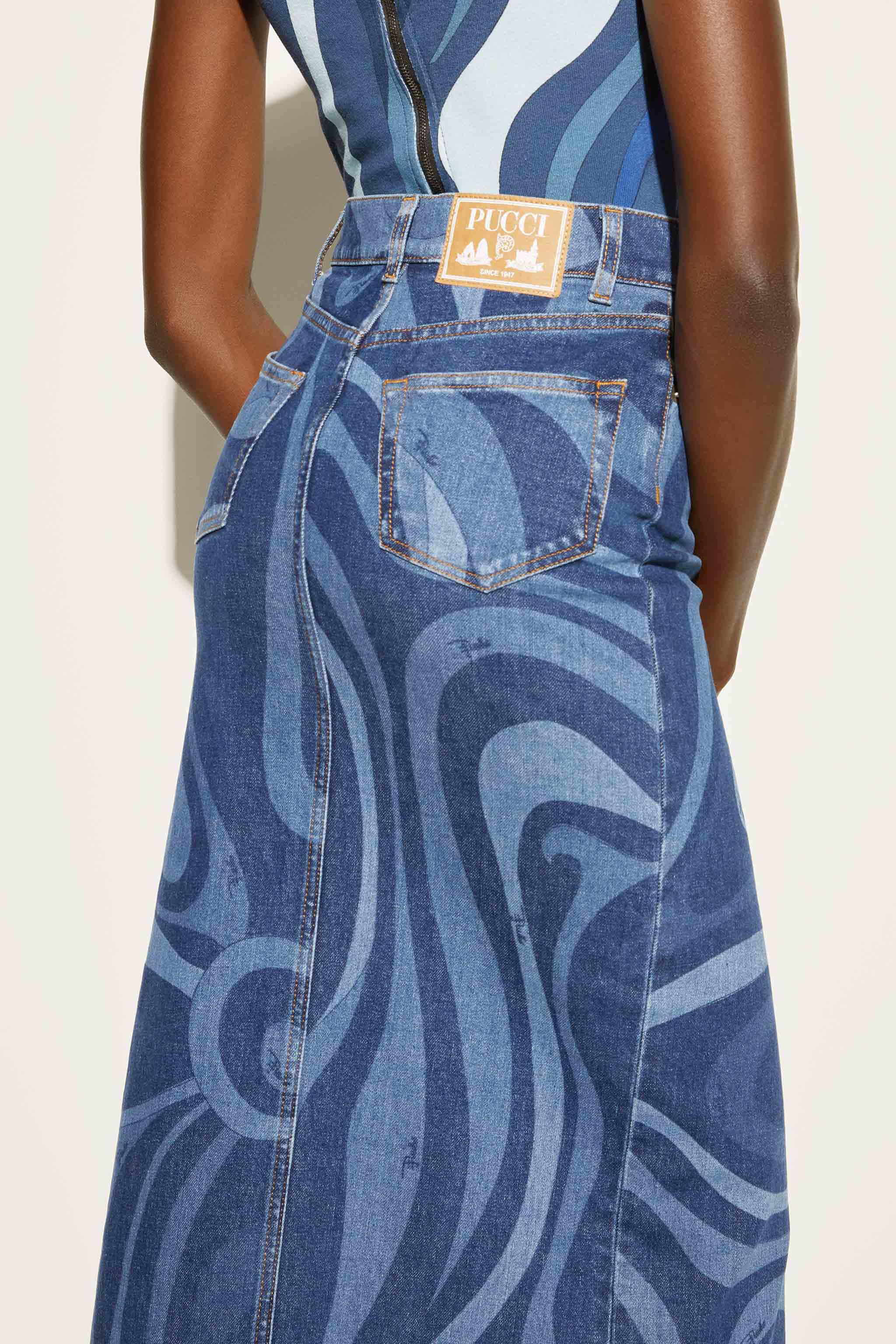 PUCCI Marmo-print denim jumpsuit - Blue