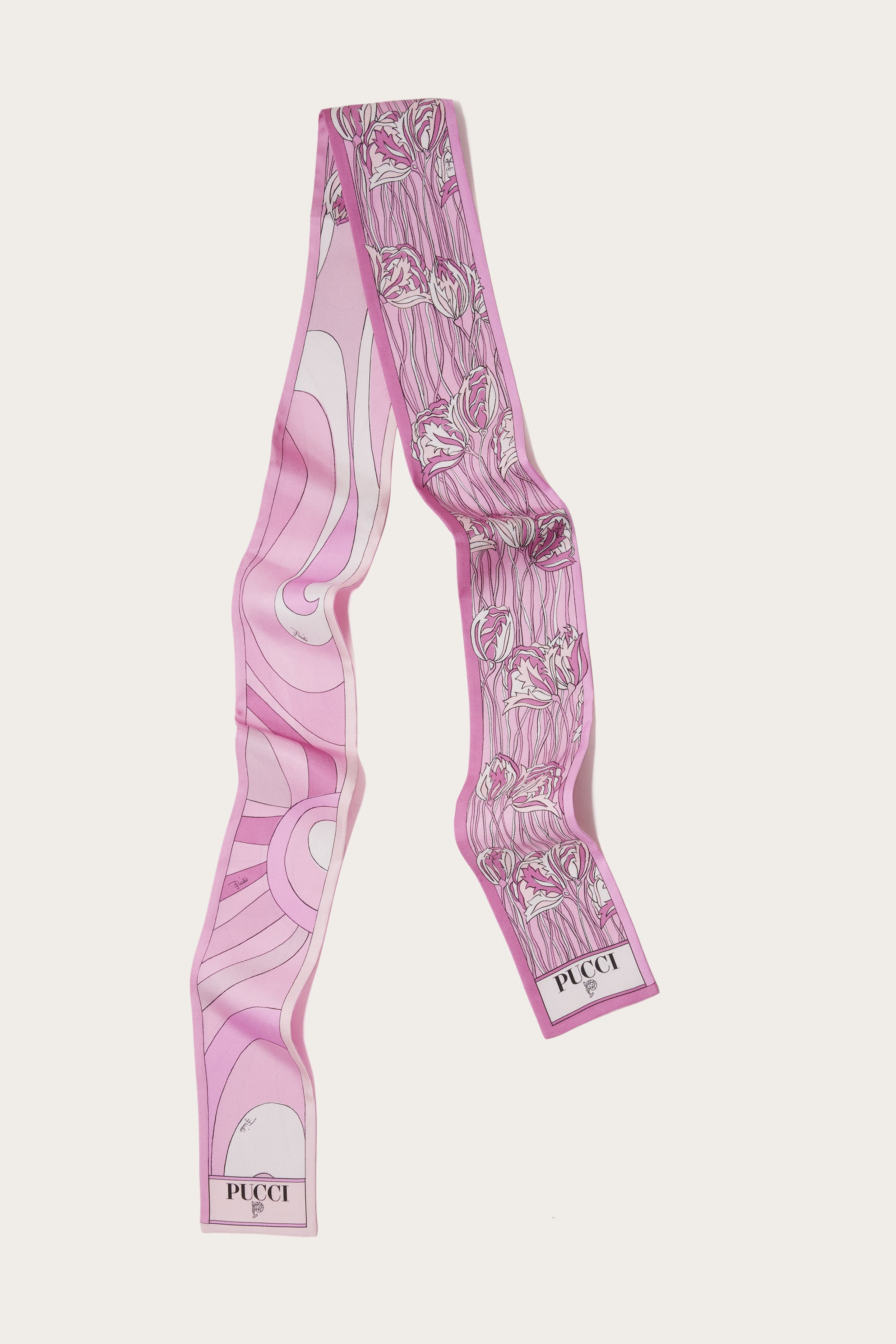 Pucci Foulard in seta con stampe Fior di Loto e Marmo