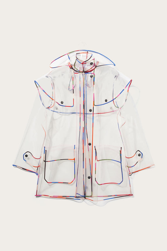 Emilio Pucci Hooded Transparent Rain Coat - White
