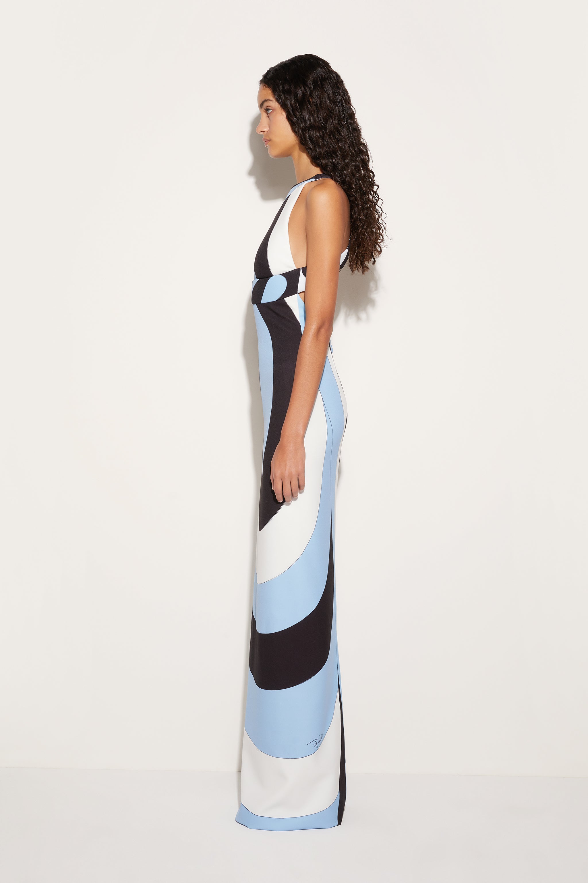 Iride-Print Long Dress