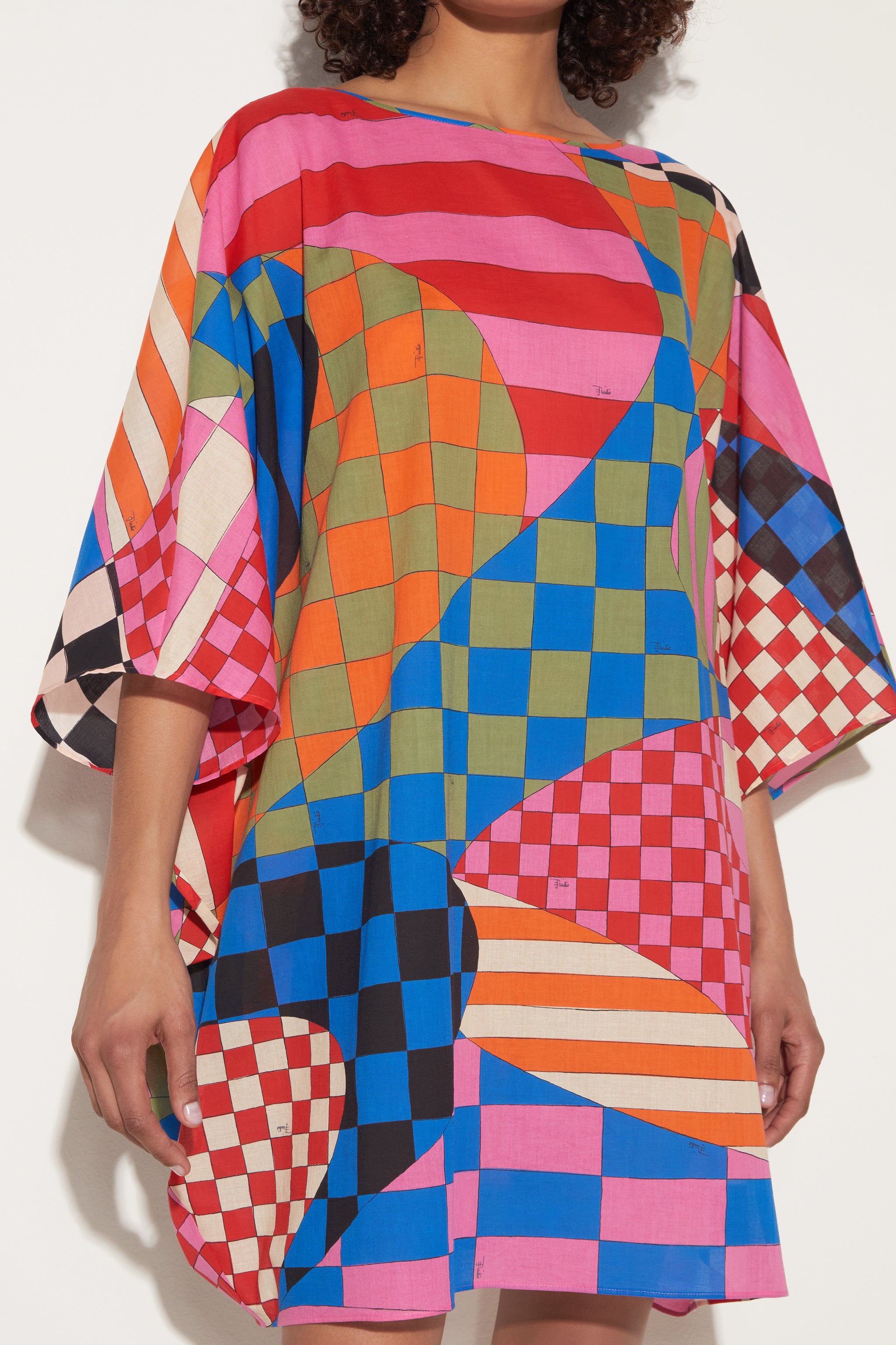 Giardino-Print Short Cotton Kaftan – PUCCI Online Store