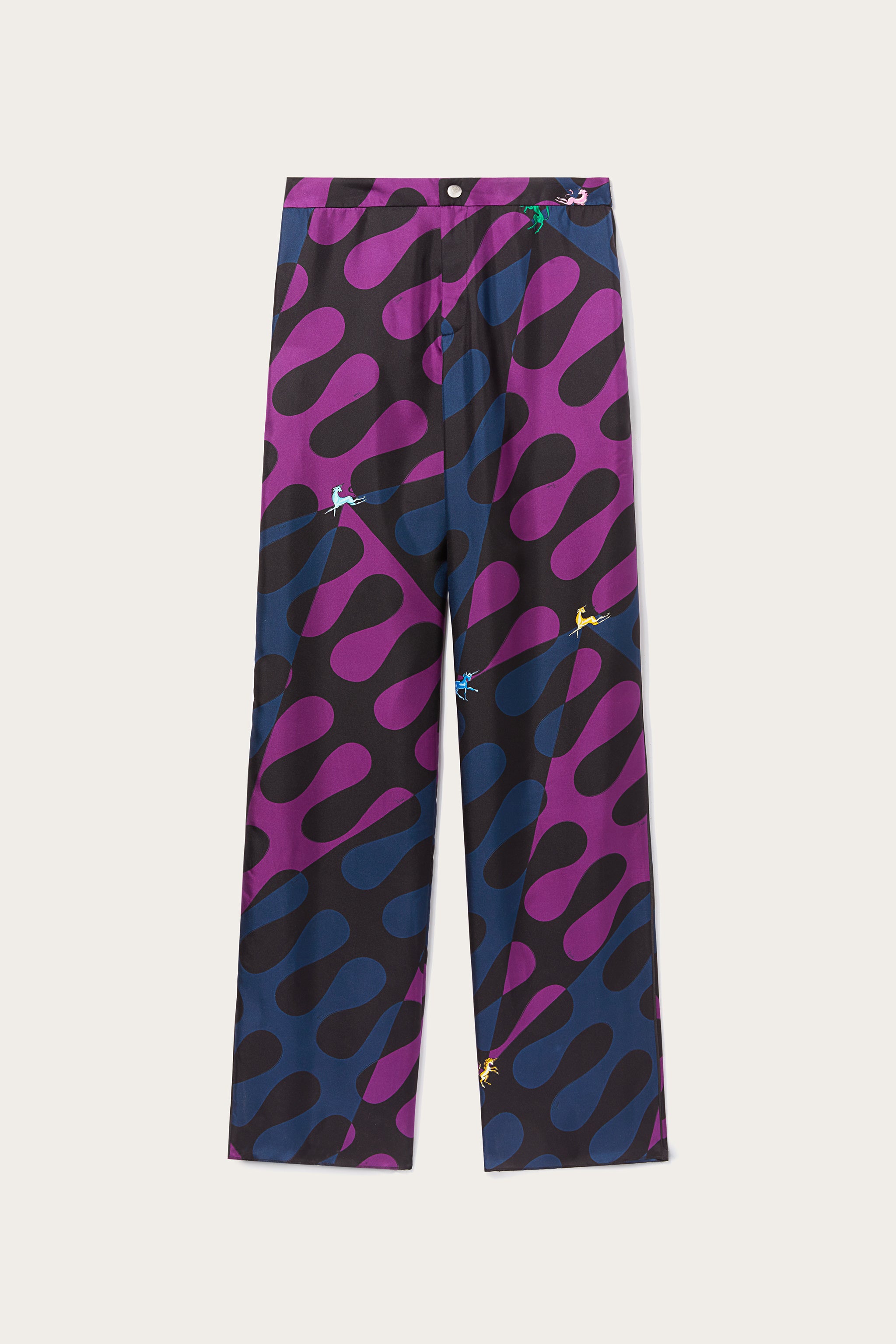 Pucci Pantaloni in seta con stampa Leocorno