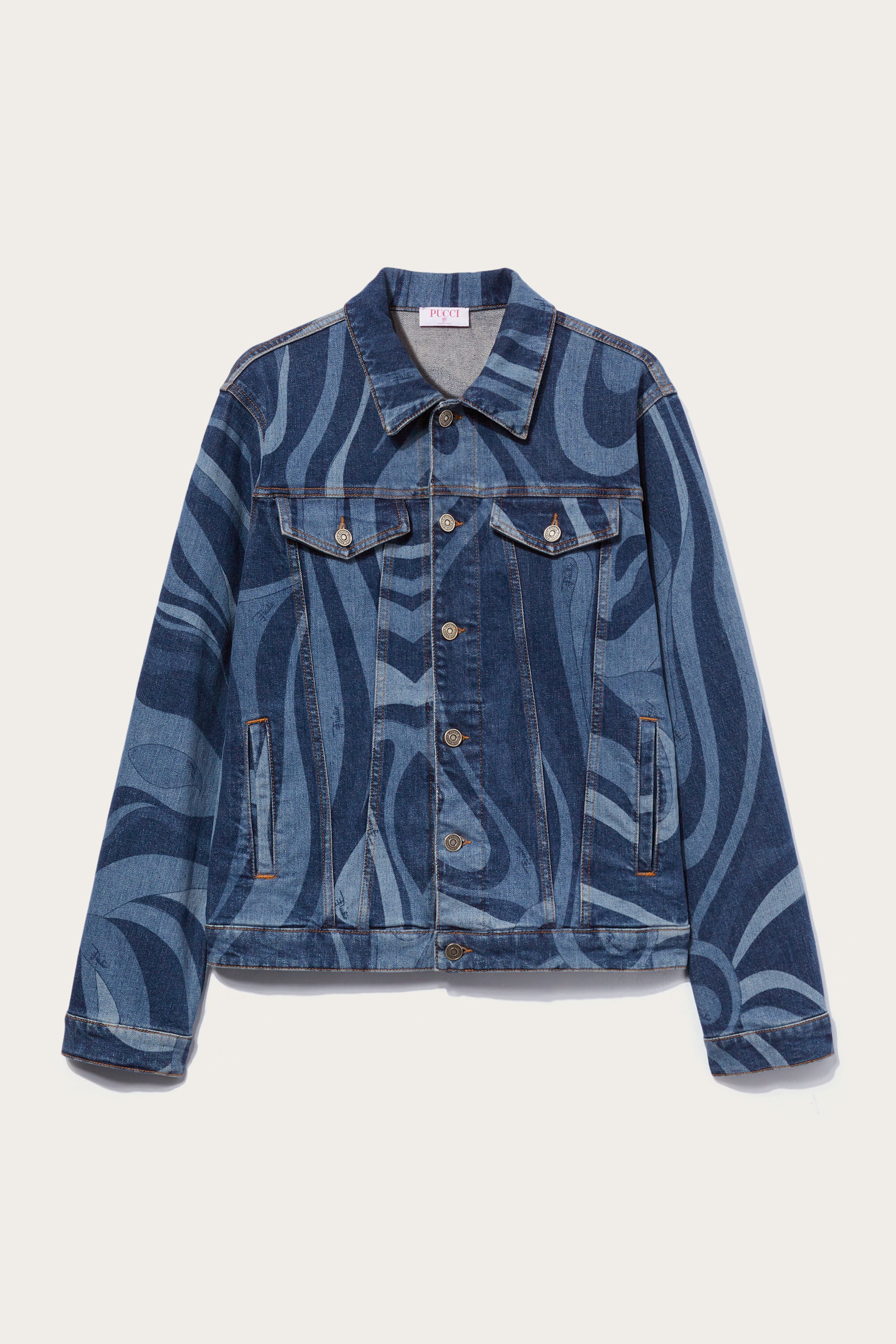 Pucci Giacca in denim con stampa Marmo