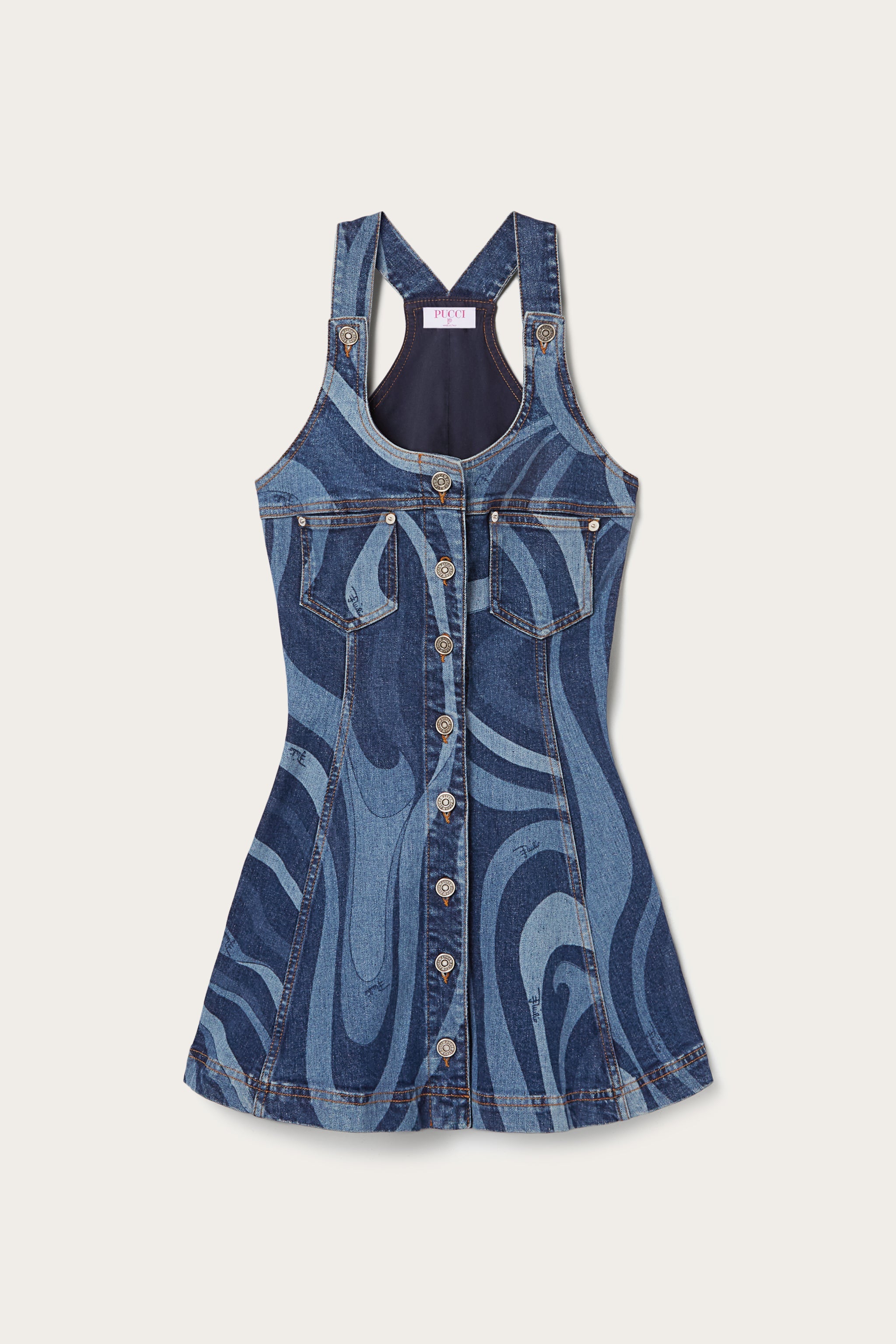 Pucci Abito in denim con stampa Marmo