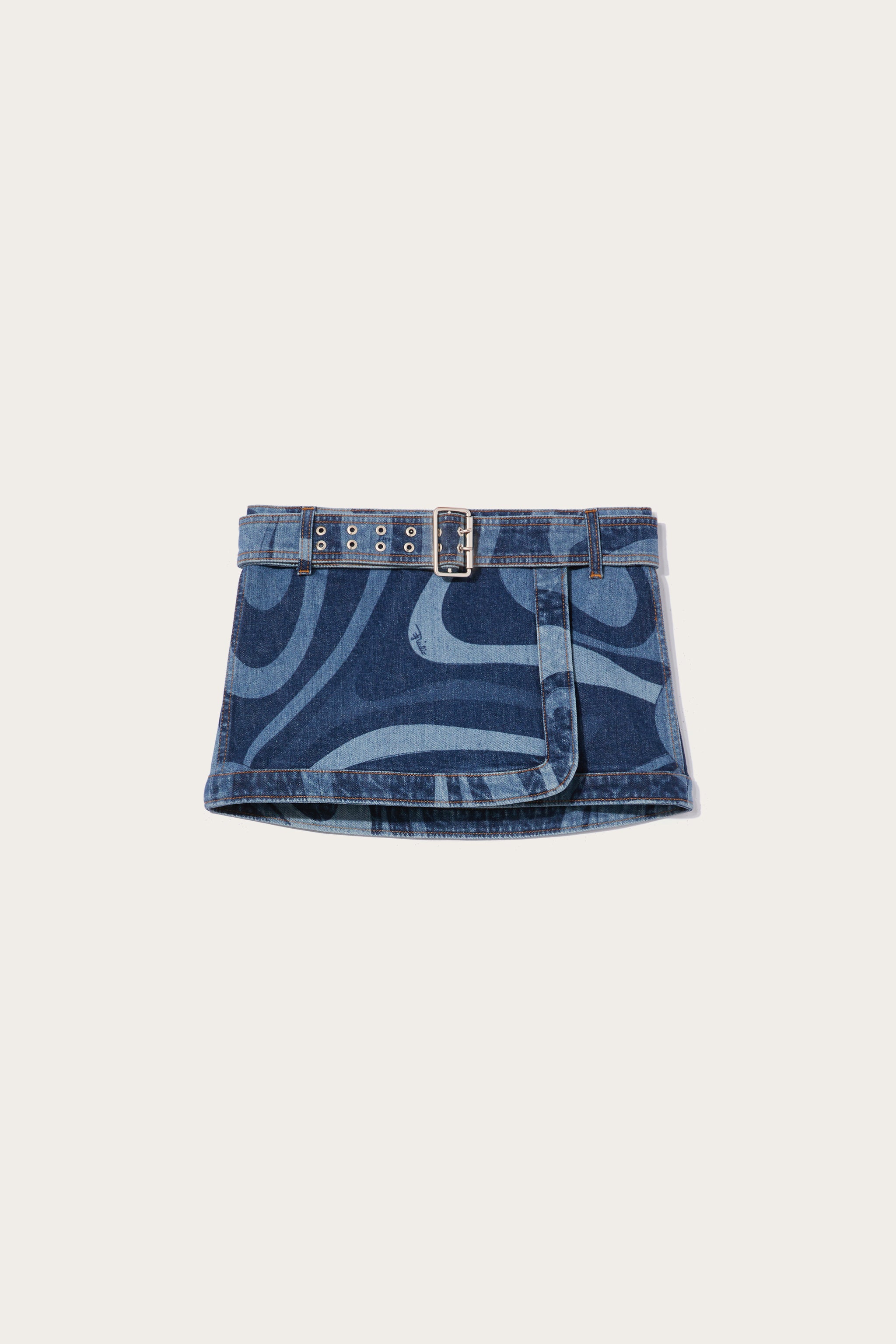 Pucci Minigonna in denim con stampa Marmo