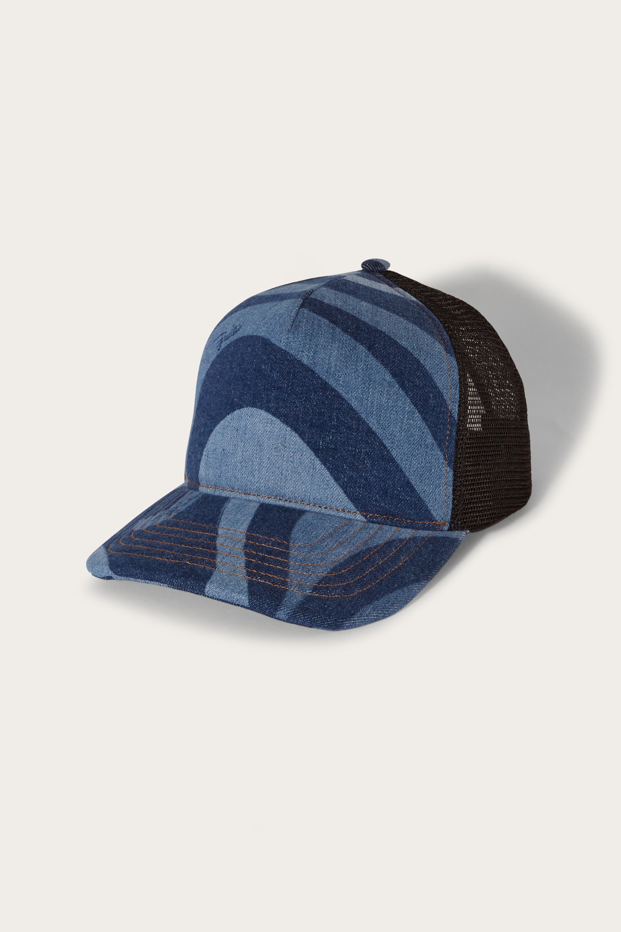 Pucci Cappello trucker in denim con stampa Marmo