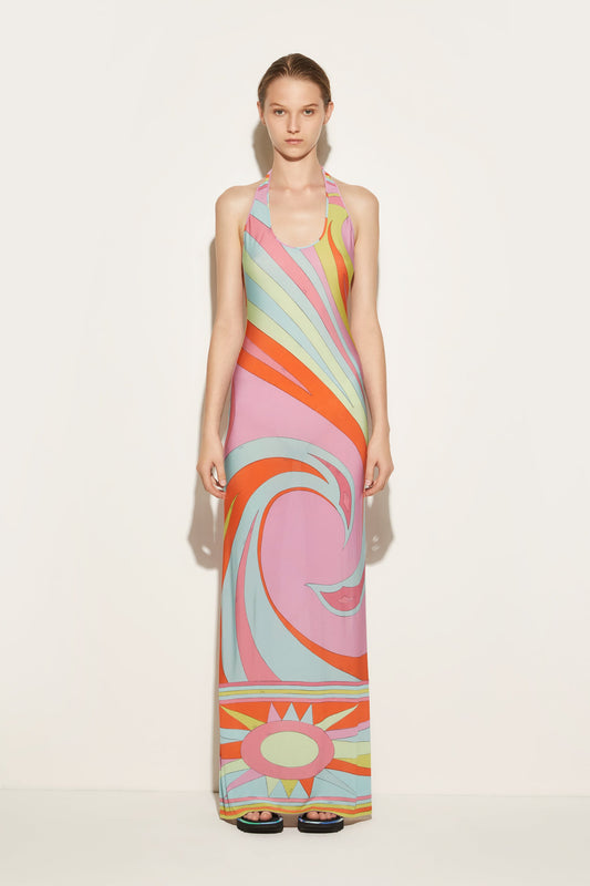 Cigni-Print Long Dress