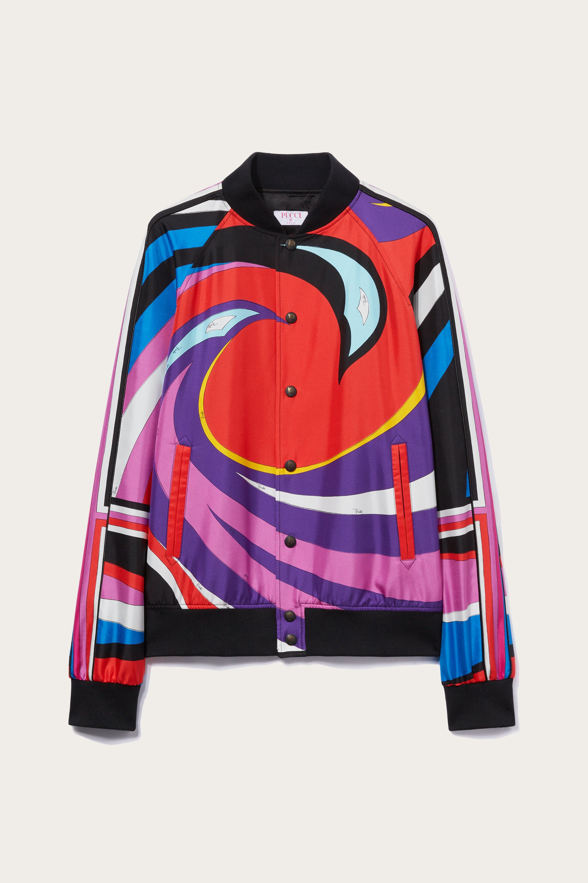 Pucci Bomber in seta con stampa Cigni