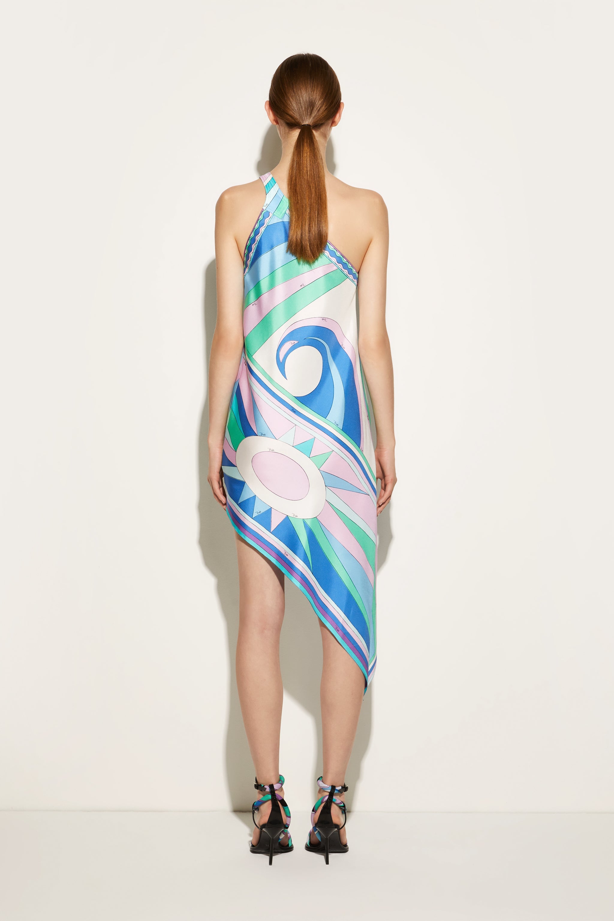 Cigni-Print Asymmetric Silk-Twill Dress – PUCCI Online Store