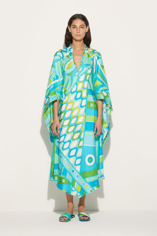 Vivara-Print Silk-Twill Kaftan