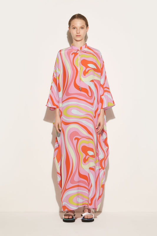 Marmo-Print Silk Kaftan