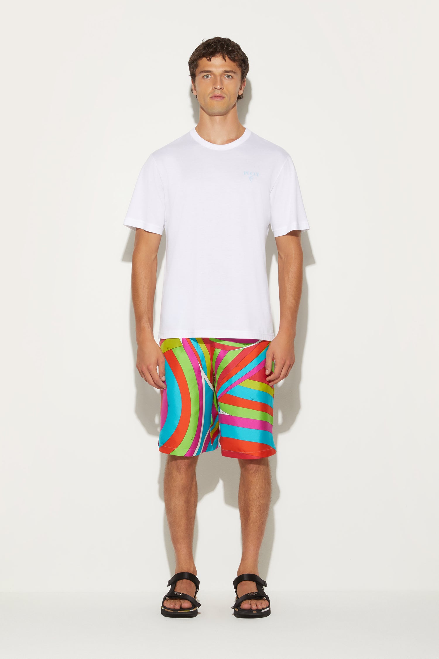 Iride-Print Silk-Twill Shorts