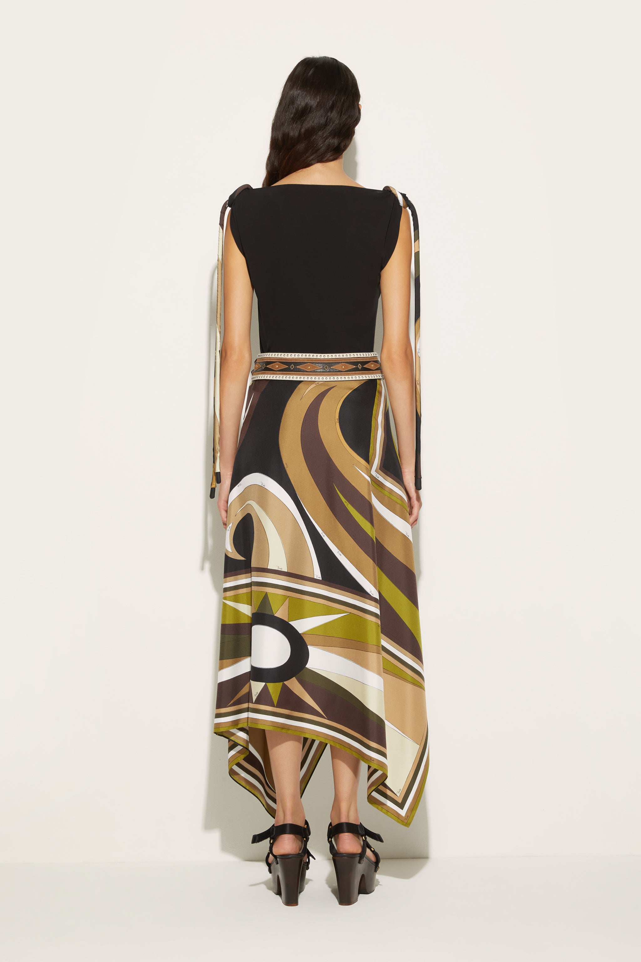 Cigni-Print Silk-Twill Skirt