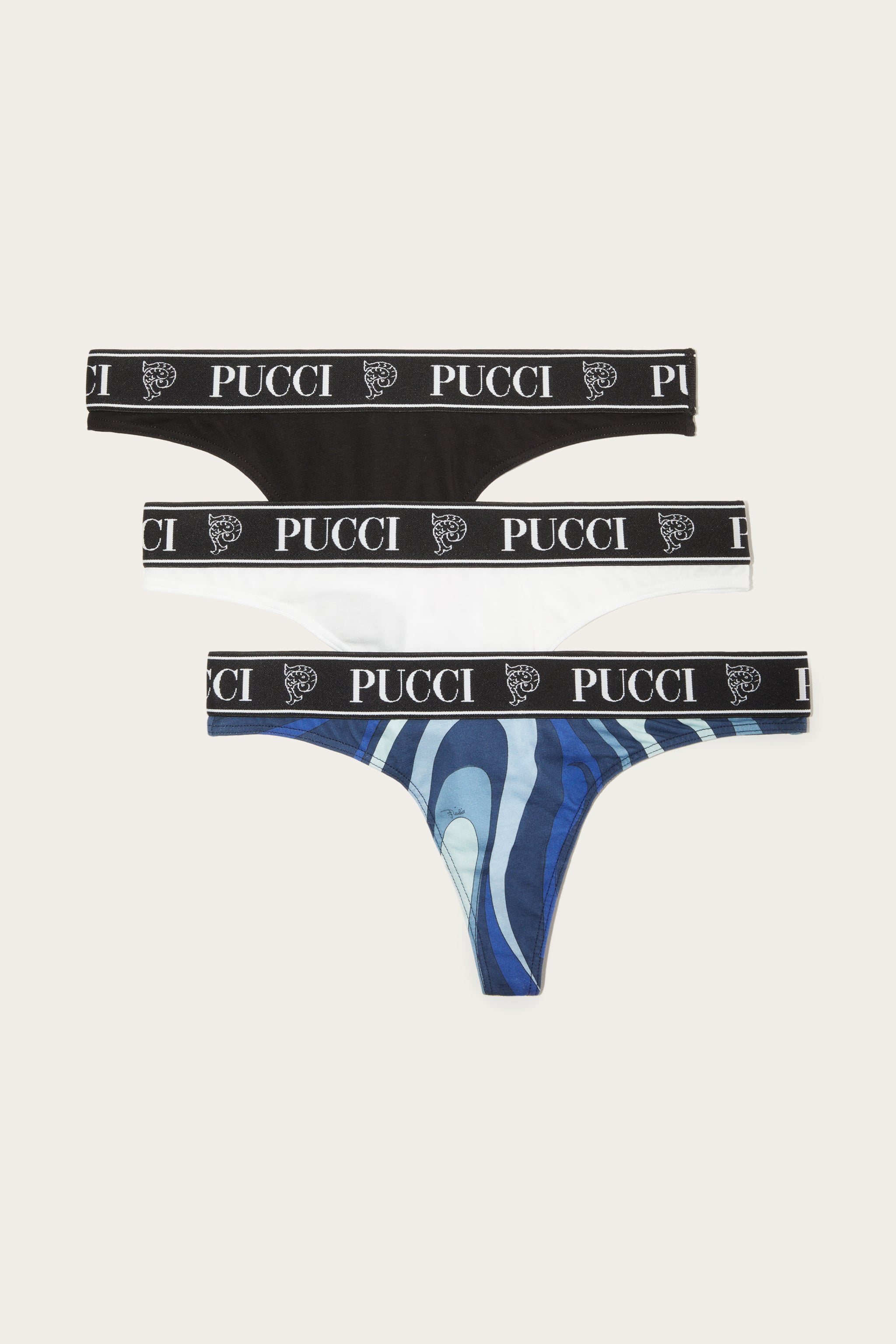 Pucci 3 Pack Tanga con logo jacquard