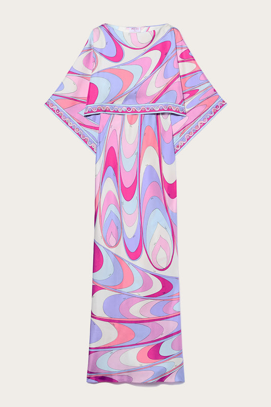 Onde-Print Silk Dress