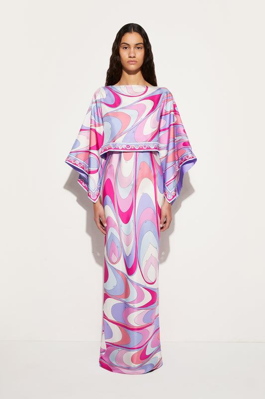 Onde-Print Silk Dress