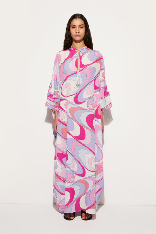 Onde-Print Silk Kaftan