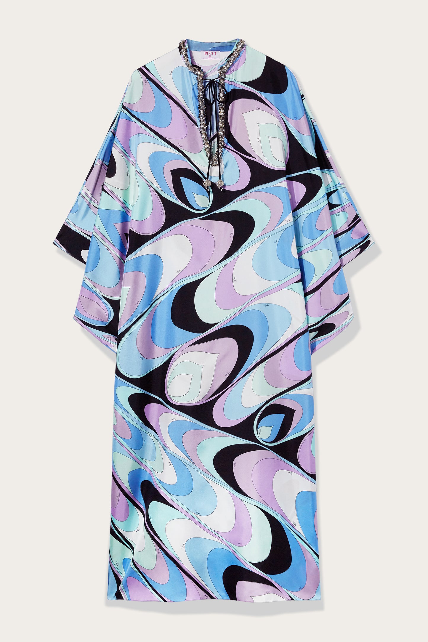 Onde-Print Silk-Twill Kaftan View 1