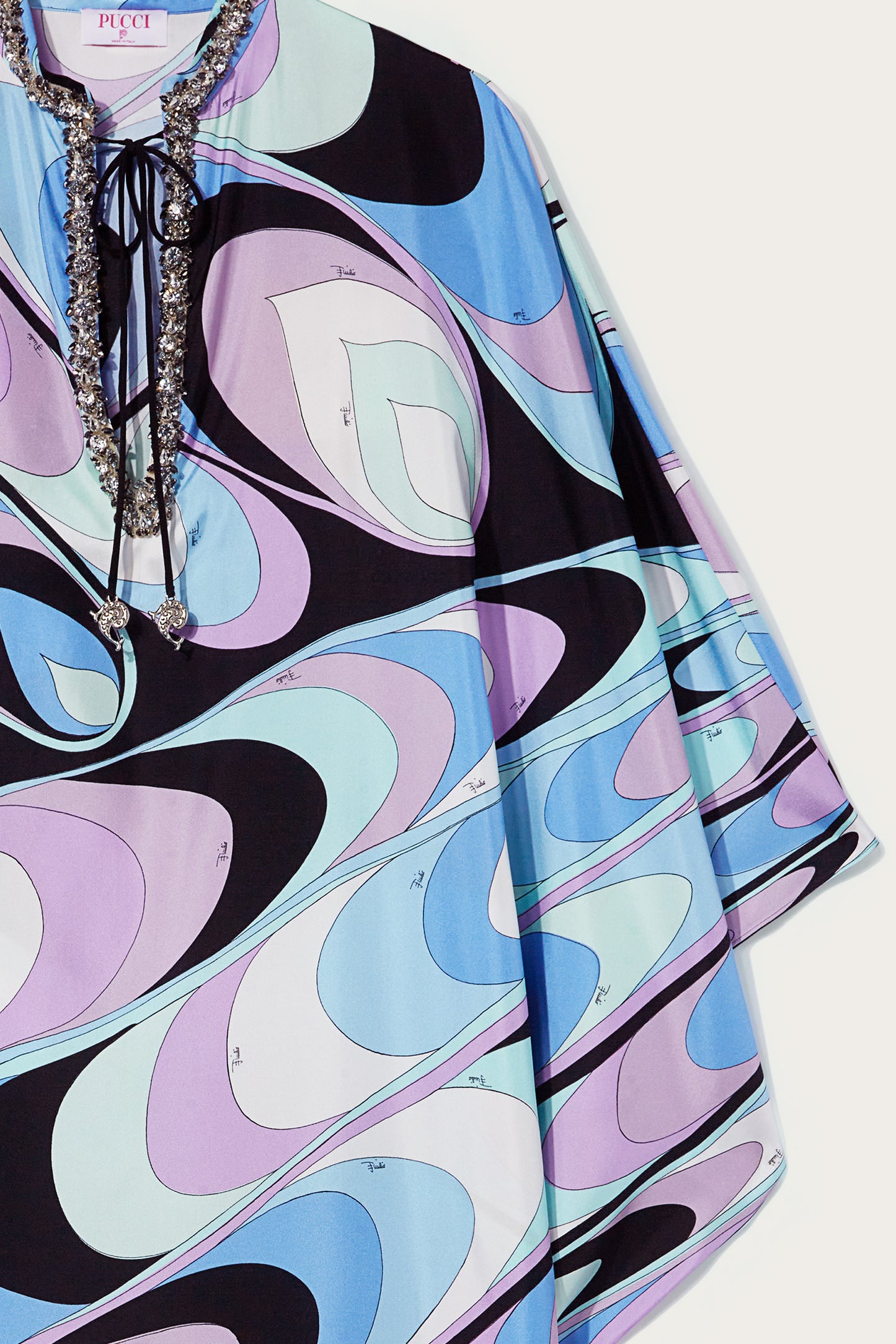 Onde-Print Silk-Twill Kaftan View 3