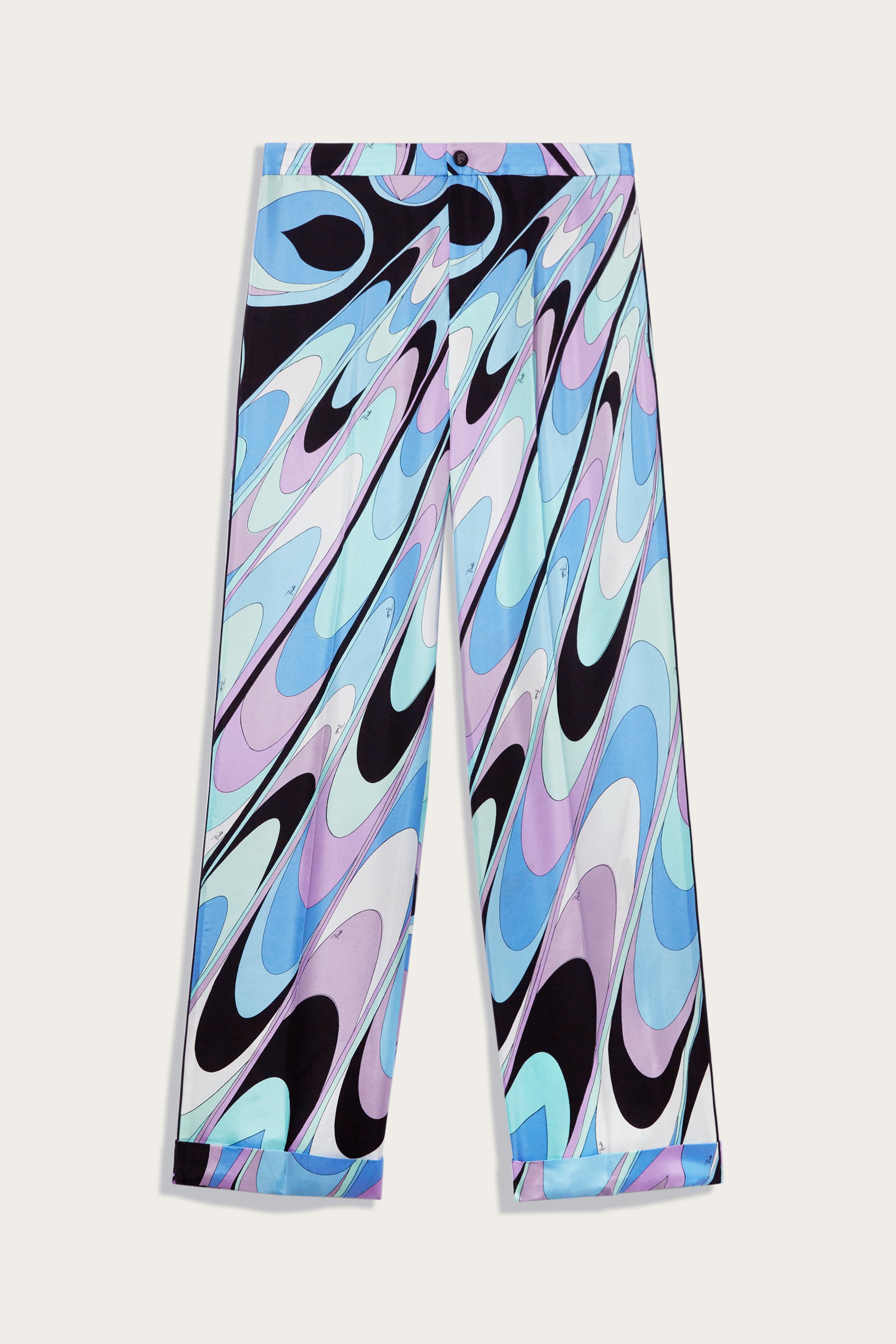 Onde-Print Silk-Twill Trousers View 1