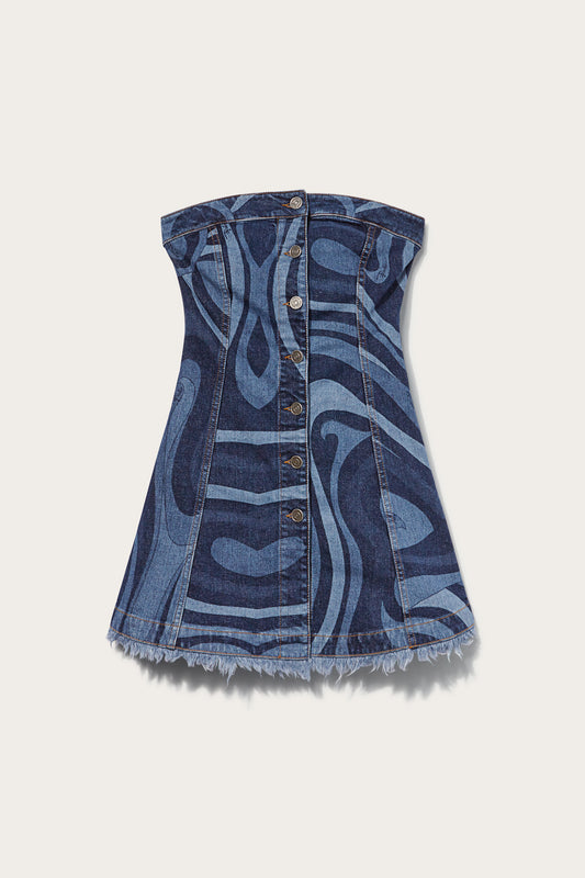 Marmo-Print Denim Dress