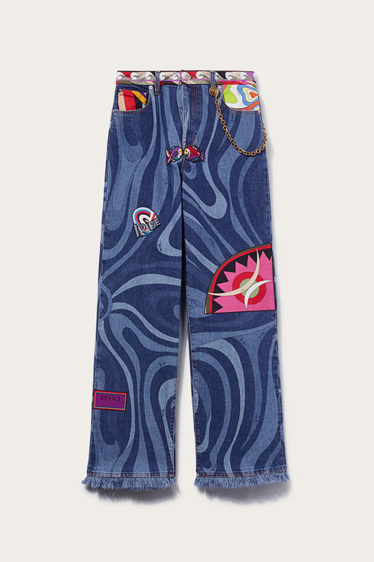 Marmo-Print Embellished Jeans View 1 - Pucci