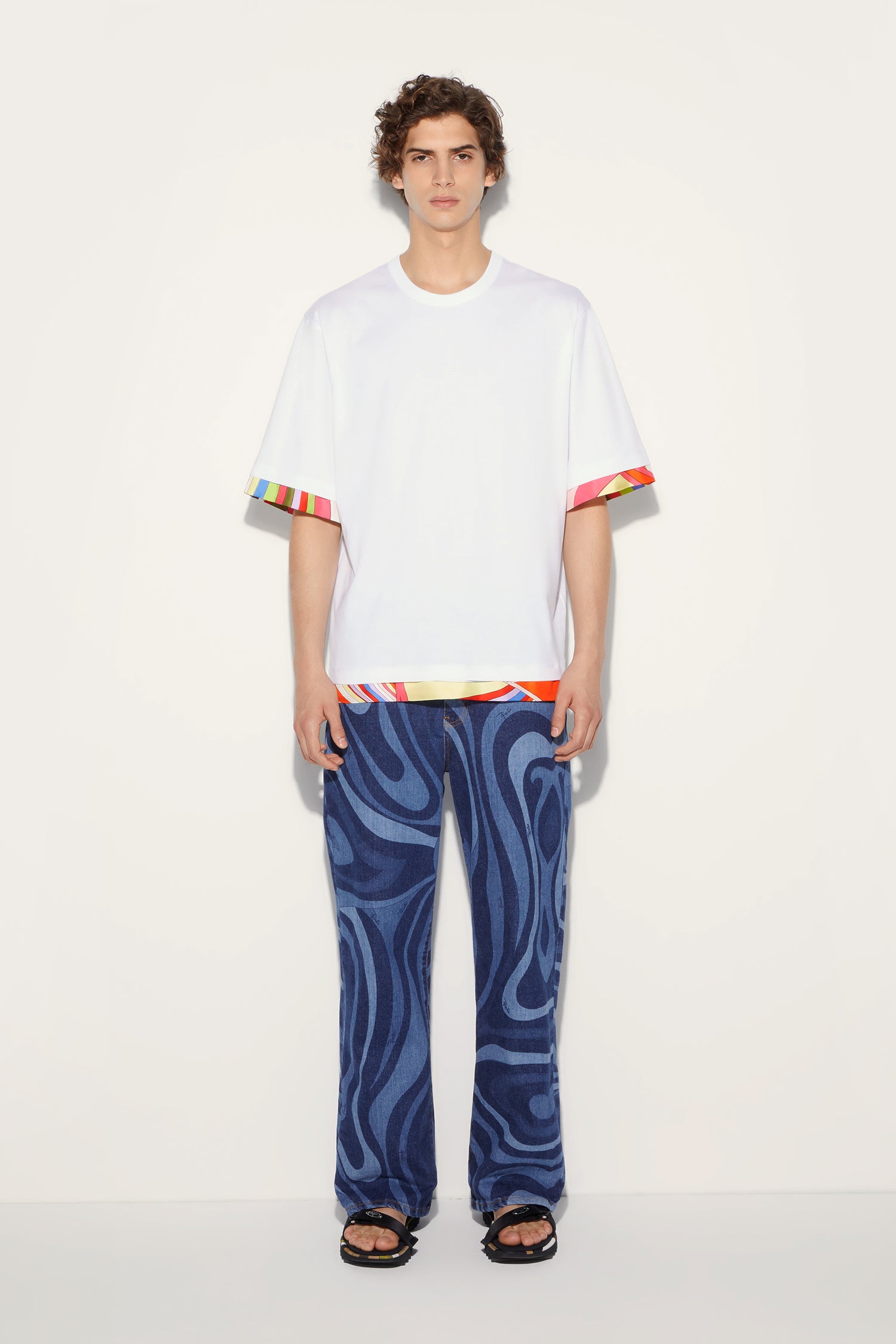 Marmo-Print Straight Leg Jeans