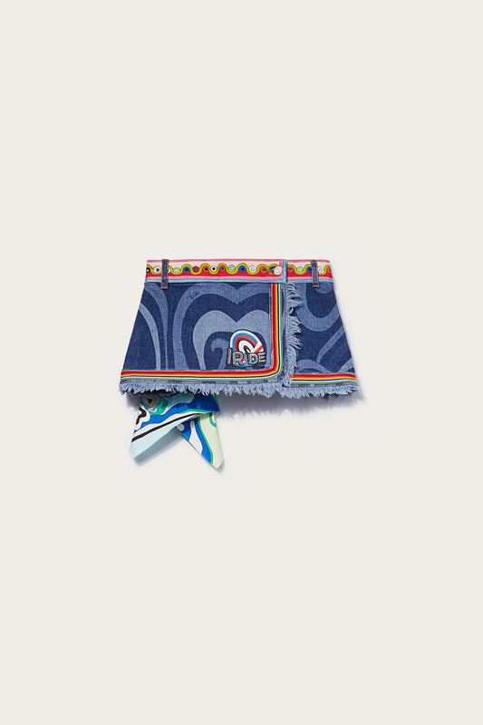 Marmo-Print Embellished Denim Mini Skirt View 1 - Pucci