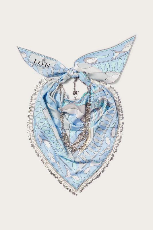 Leocorno And Pesci-Print Chain-Embellished Scarf