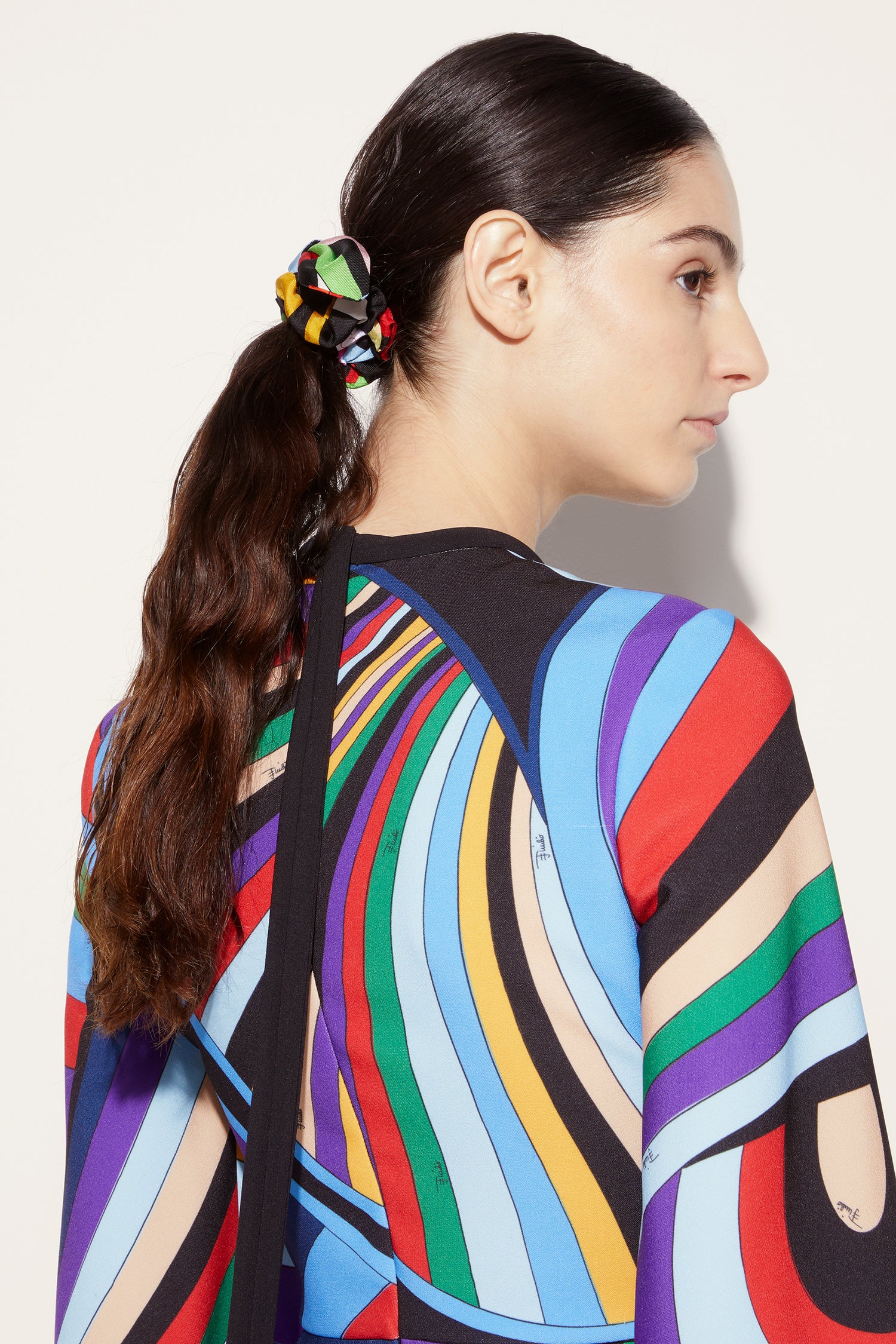 Marmo-Print Silk Hair Tie