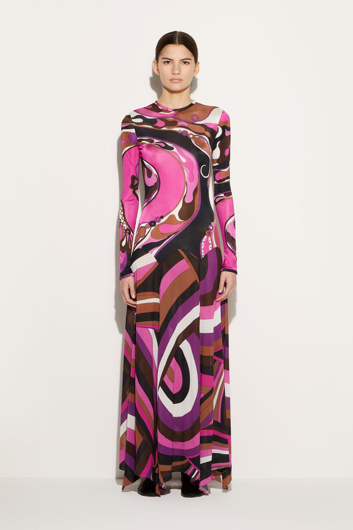 Orchidee and Iride-Print Long Dress