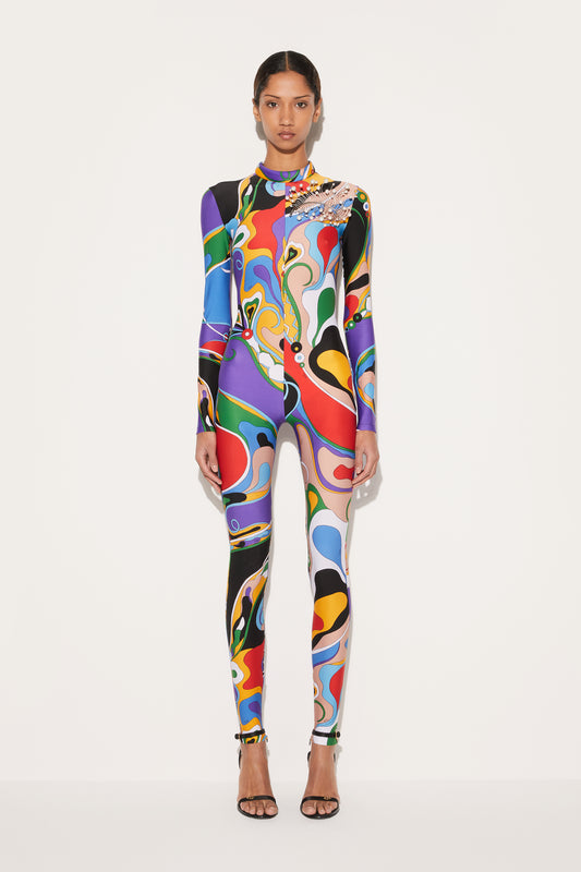 Orchidee-Print Jumpsuit