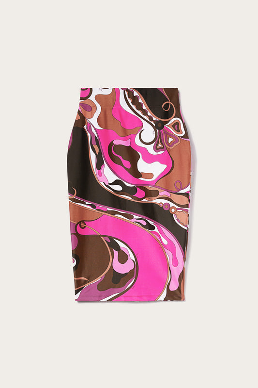 Orchidee-Print Pencil Skirt