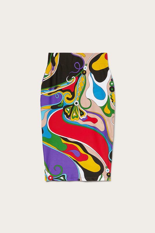 Orchidee-Print Pencil Skirt