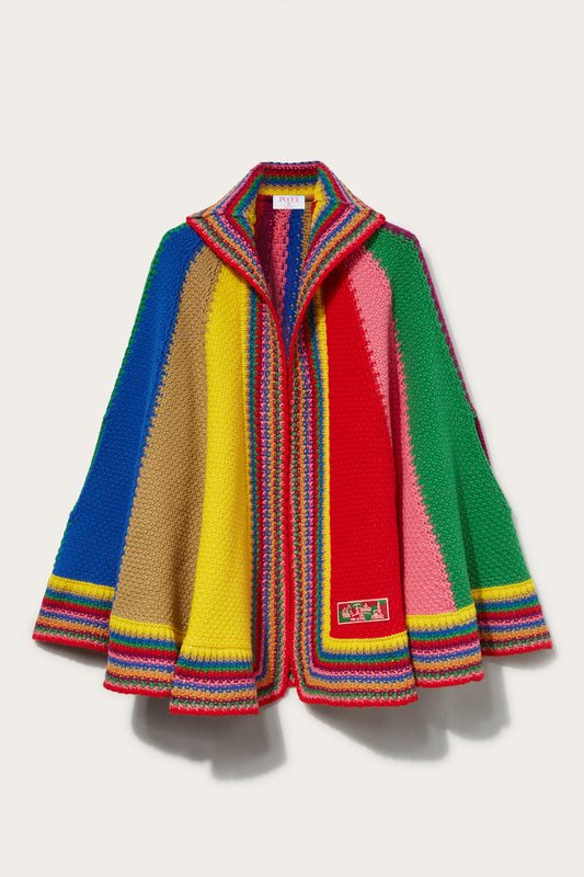 Colourblock Wool Cape