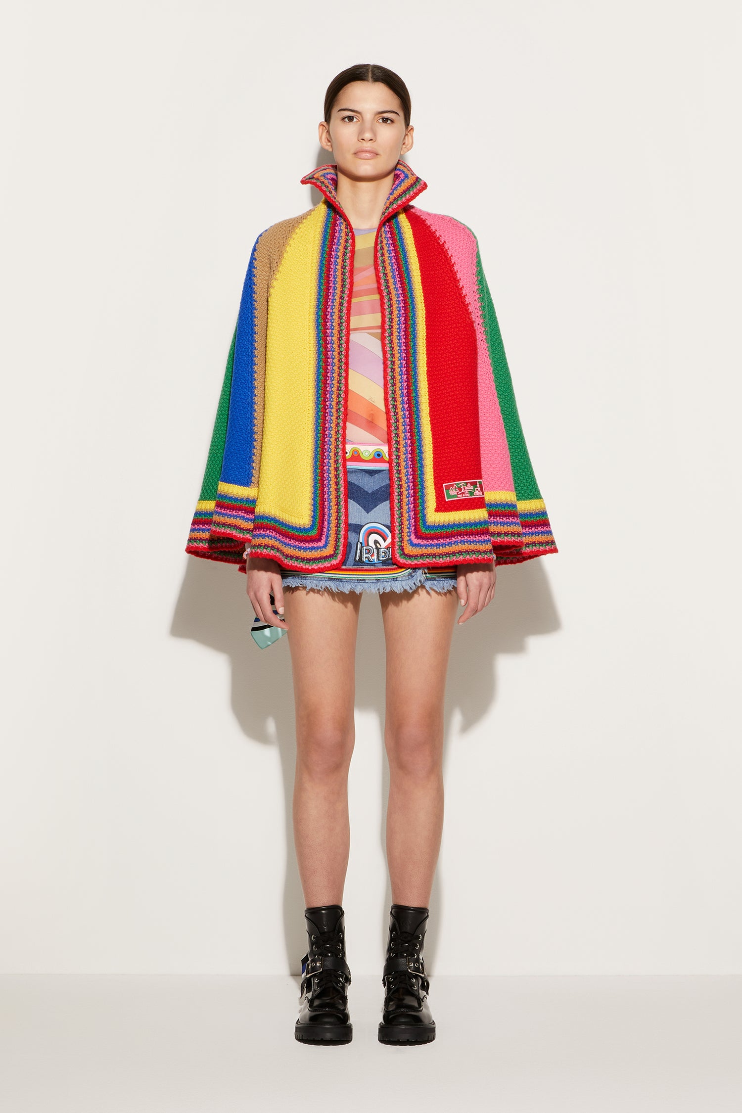 Colourblock Wool Cape