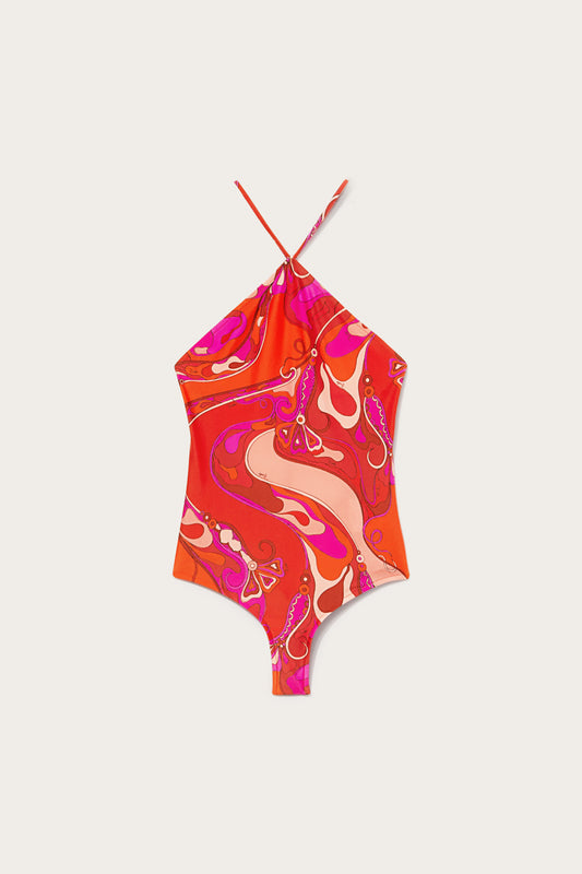 Orchidee-Print Swimsuit View 1 - Pucci