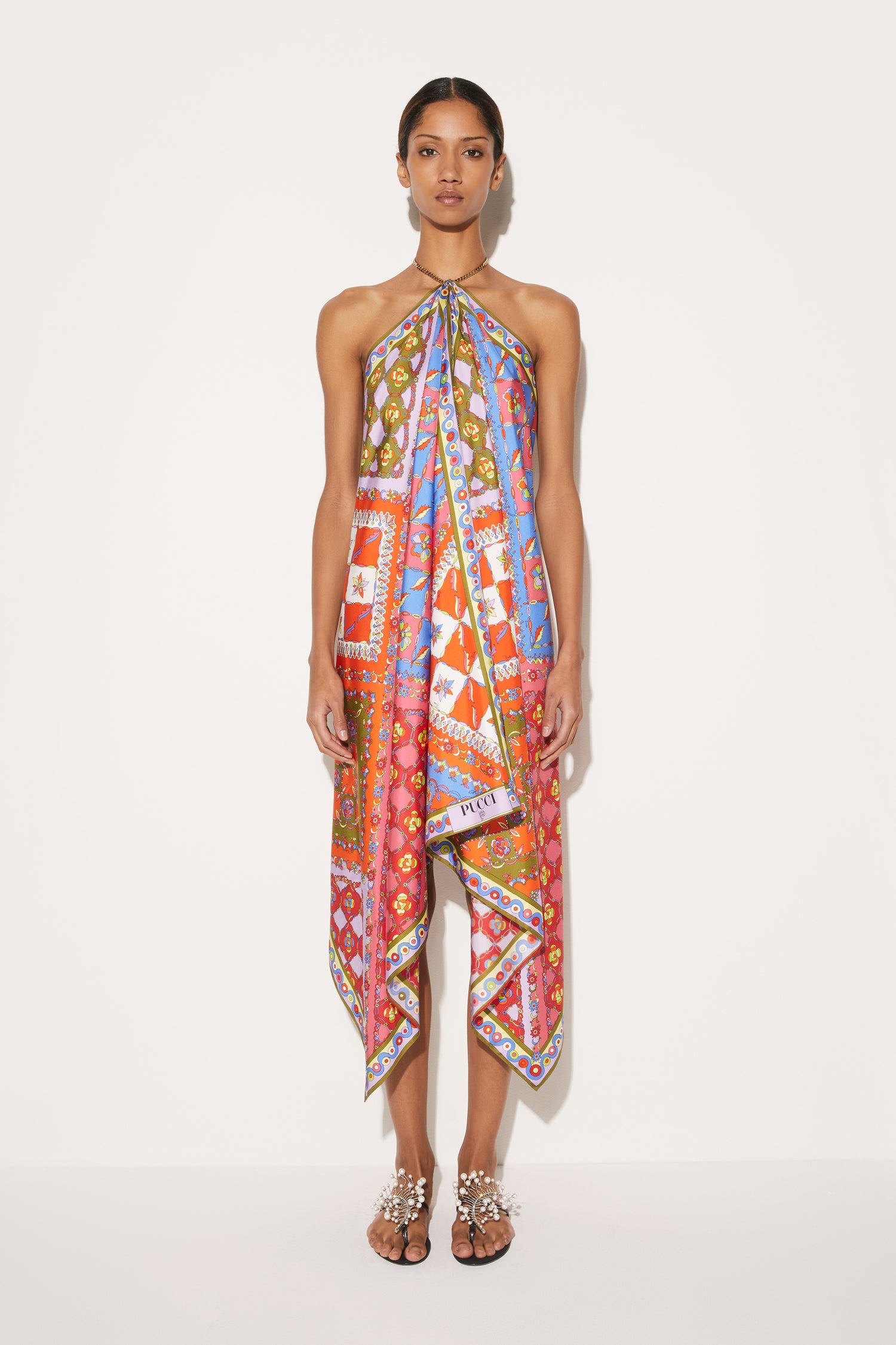 Festa-Print Silk-Twill Dress