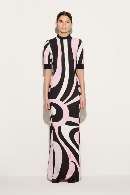 Marmo-Print Long Dress