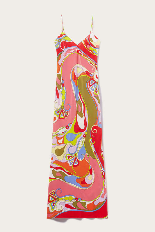 Orchidee-Print Silk Dress