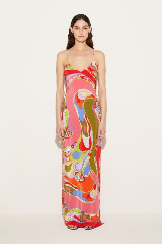 Orchidee-Print Silk Dress