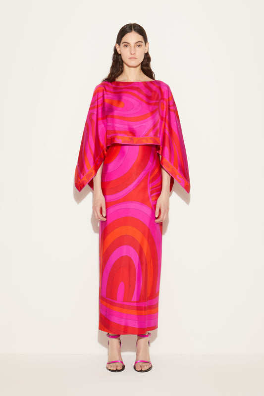 Iride And Marmo-Print Silk-Twill Dress