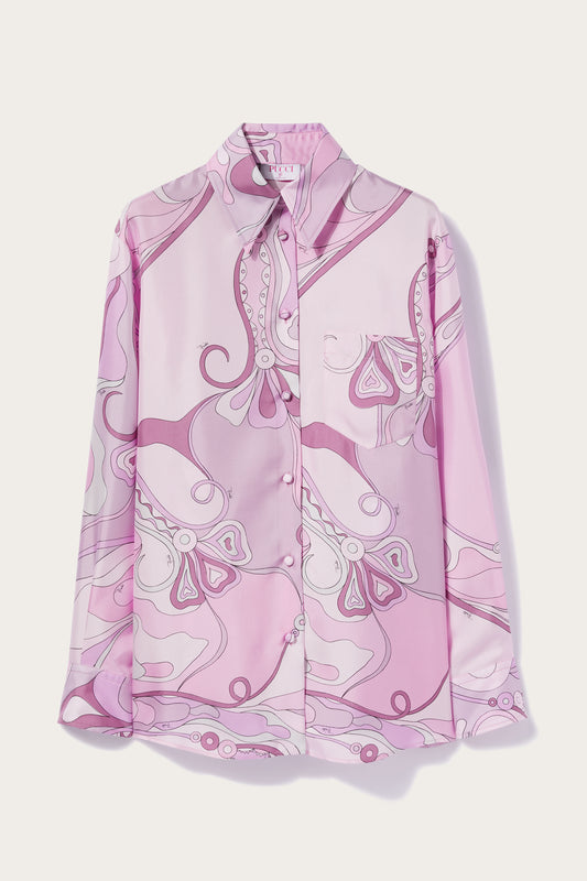 Orchidee-Print Silk-Twill Shirt