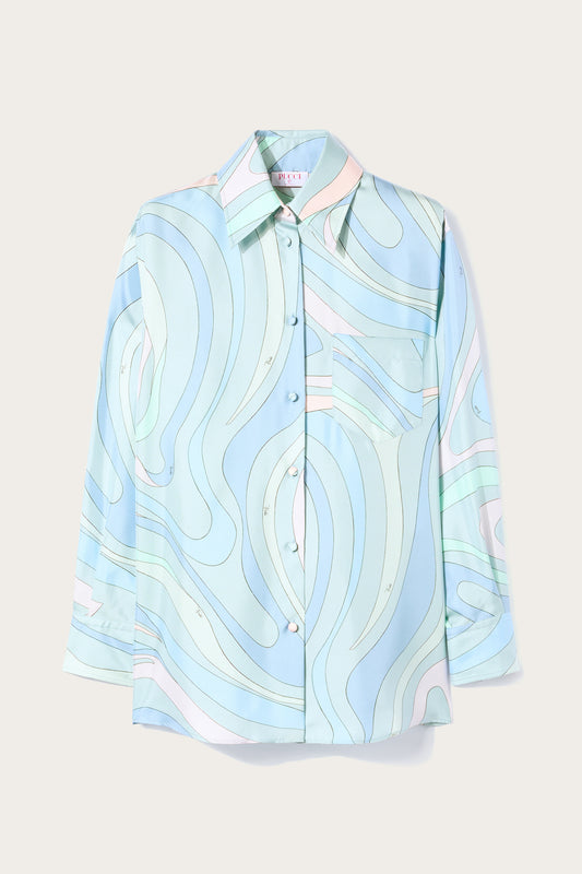 Marmo-Print Silk-Twill Shirt