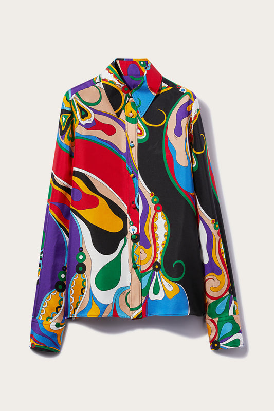 Orchidee-Print Silk-Twill Shirt View 1 - Pucci