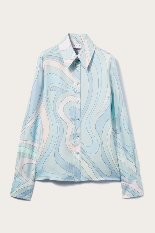 Marmo-Print Silk-Twill Shirt