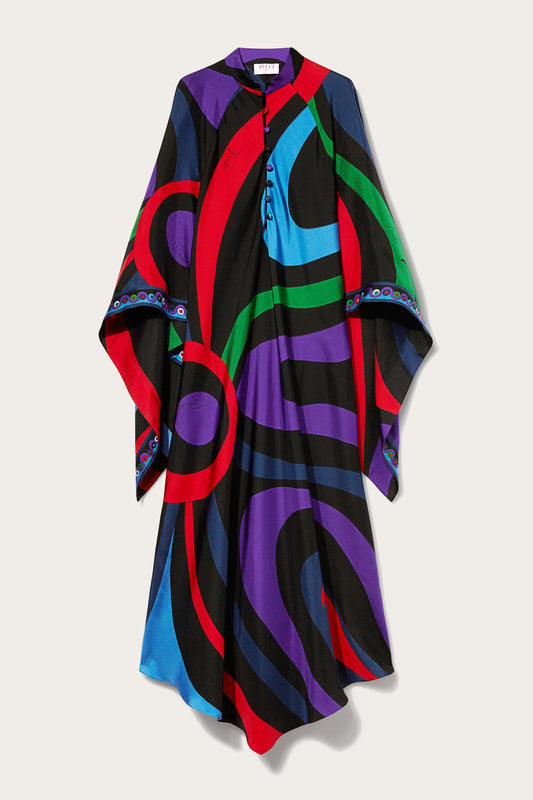 Marmo-Print Silk-Twill Kaftan