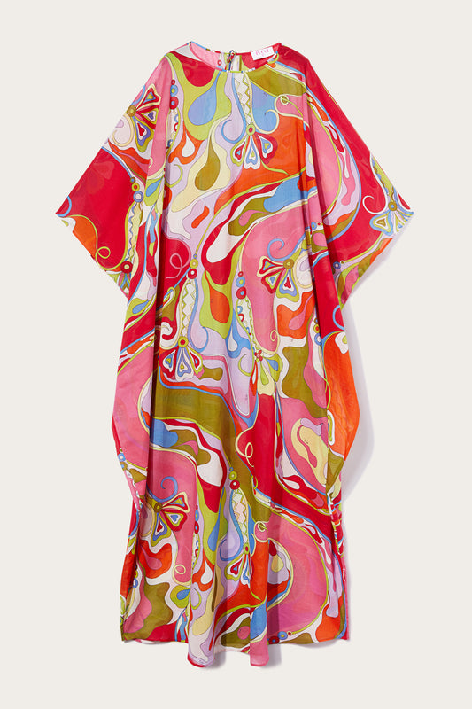 Orchidee-Print Cotton Kaftan