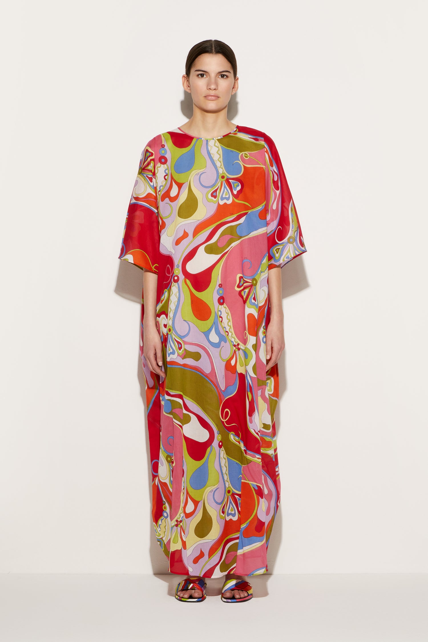 Orchidee-Print Cotton Kaftan