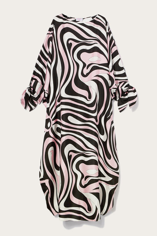 Marmo-Print Silk-Twill Kaftan